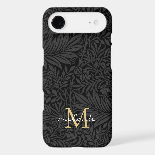 Elegant Black Floral Script Monogram iPhone 17 Air Case
