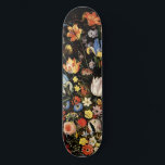 Elegant Black Floral Skateboard<br><div class="desc">Elegant floral skateboard with dark flower pattern background.</div>