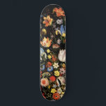 Elegant Black Floral Skateboard<br><div class="desc">Elegant floral skateboard with dark flower pattern background.</div>