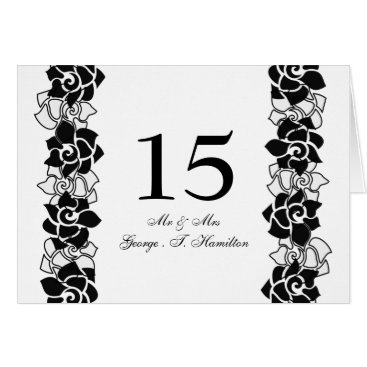 Elegant black  floral table seating card