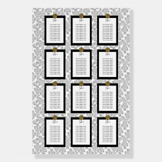 Elegant Black Floral Toile Seating Chart Foam Board