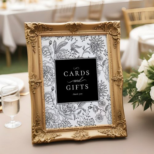 Elegant Black Floral Wedding Cards Gifts Sign