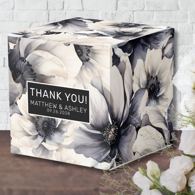 Elegant Black Floral Wedding Favor Boxes (Elegant Black Floral Wedding Favor Boxes)