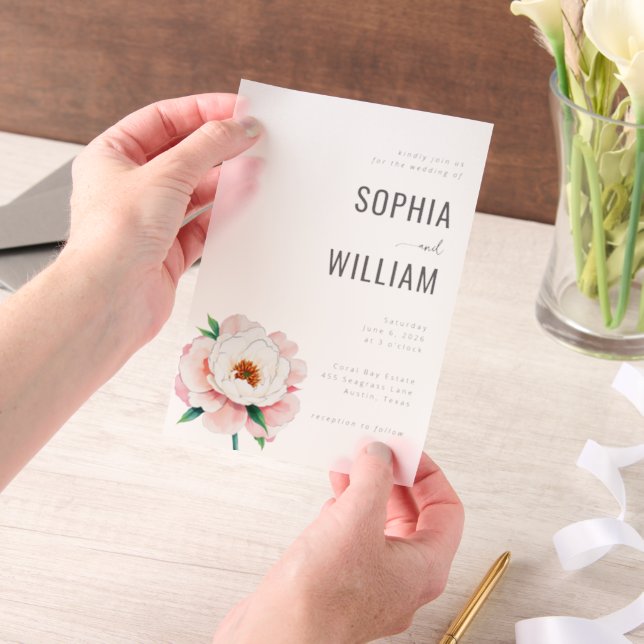 Elegant Black Floral Wedding Invitation (Handheld)
