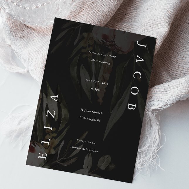 Elegant Black Floral Wedding Invitation (Creator Uploaded)