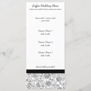 Elegant Black Floral Wedding Menus
