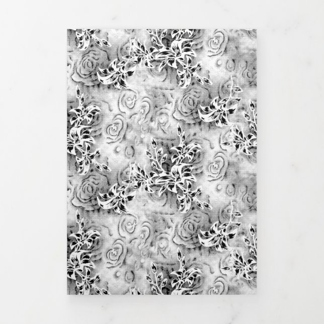 Elegant Black Floral Wedding Program (Cover)