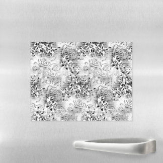 Elegant Black Floral Wedding Program Magnetic Dry Erase Sheet