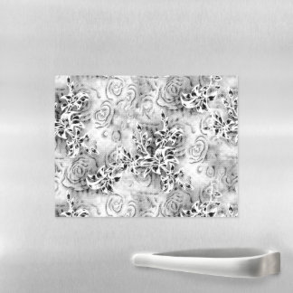 Elegant Black Floral Wedding Program Magnetic Dry Erase Sheet
