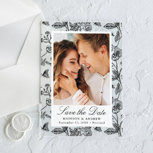 Elegant Black Floral Wedding Save the Date