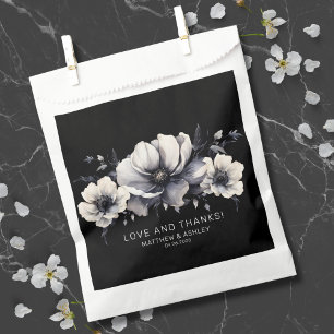 Elegant Black Floral Wedding Thank You Favor Bag