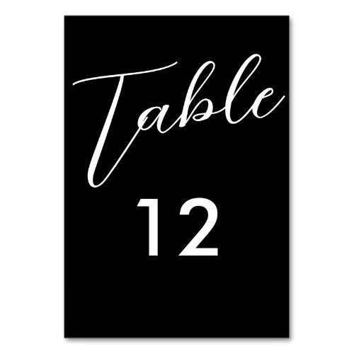 Elegant Black Flourish Calligraphy Script Wedding  Table Number