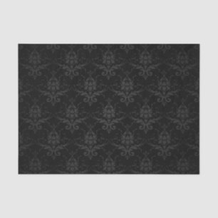 Elegant Black Flower Floral Damask Tissue Paper