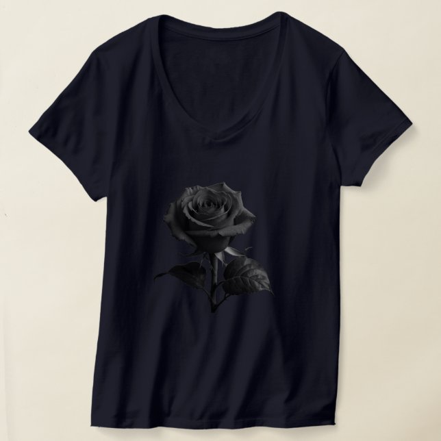 Elegant Black Flower T-Shirt (Laydown)