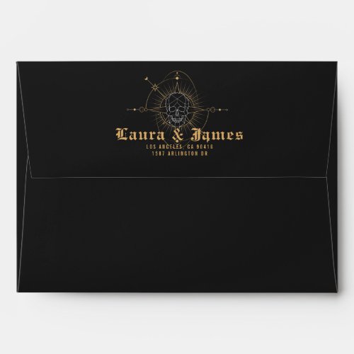 Elegant Black flower Tarot Gothic wedding Envelope