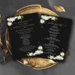 Elegant Black Flowers Botanical Wedding Program<br><div class="desc">itinerary weddings,  ceremony programs,  wedding programs,  wedding vow renewal program templates,  example of wedding program,  wedding program template</div>
