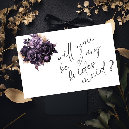 Elegant Black Flowers Bridesmaid Card