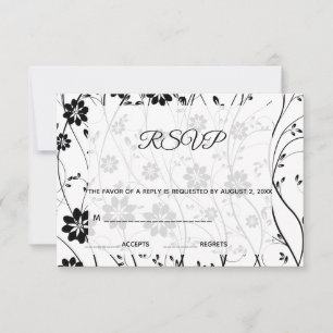 Elegant Black Flowers RSVP Card