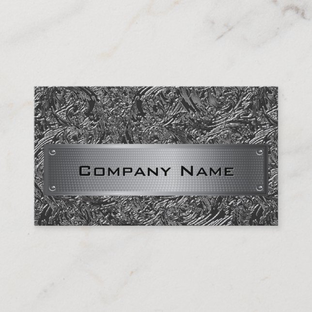 Elegant Black Foil Silver Plate Business Card (Front)