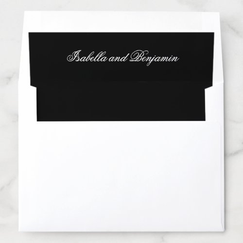 Elegant Black Formal Calligraphy Names Wedding Envelope Liner