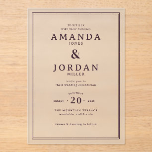 Elegant Black Formal Wedding Invitation