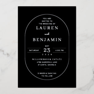 Elegant Black Formal Wedding Invitation Foil Invitation