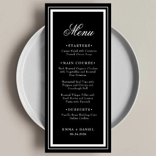 Elegant Black Formal Wedding Menu