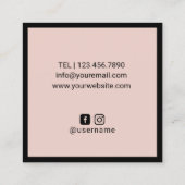 Elegant Black Frame Blush Pink Minimalist Square Business Card (Back)