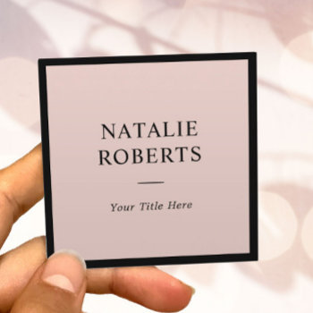 Elegant Black Frame Blush Pink Minimalist Square Business Card by cardfactory at Zazzle