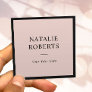 Elegant Black Frame Blush Pink Minimalist Square Business Card