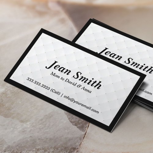 Luxury Black Border Diamond Quilt Mommy Card Business Card Templates
