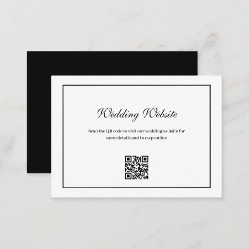 elegant black frame QR code wedding website Enclosure Card