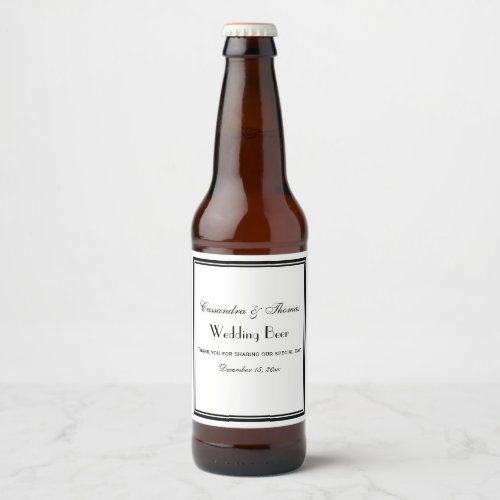 Elegant Black Framed H Beer Bottle Label