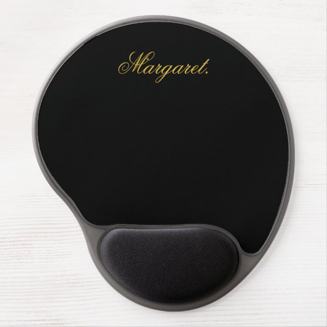 Elegant Black Gel Mouse Pad Featuring Your Name (Front)
