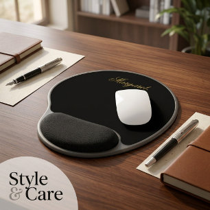 Elegant Black Gel Mouse Pad Featuring Your Name