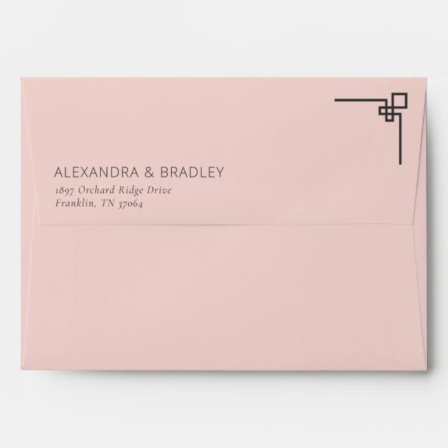 Elegant Black Geometric Abstract Envelope (Back (Top Flap))