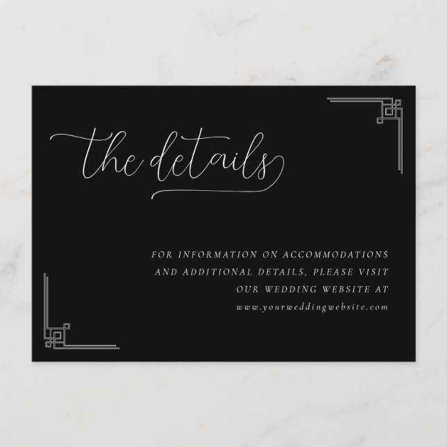 Elegant Black Geometric Calligraphy Enclosure Card (Front)