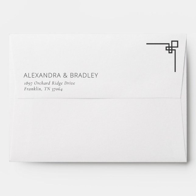 Elegant Black Geometric Icon Envelope (Back (Top Flap))