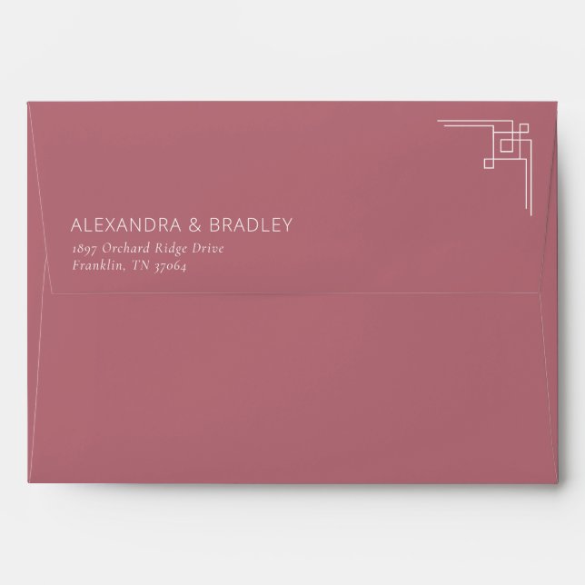 Elegant Black Geometric Lines Envelope (Back (Top Flap))