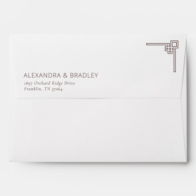 Elegant Black Geometric Lines Envelope (Back (Top Flap))