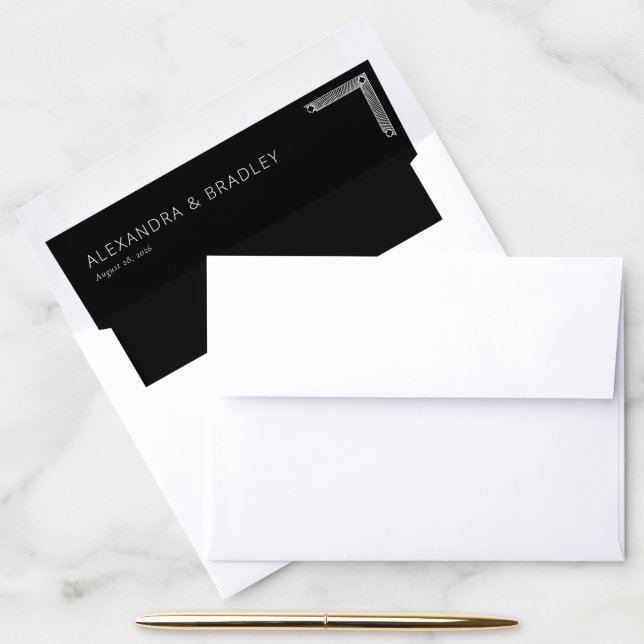 Elegant Black Geometric Minimalist Envelope Liner (Desk)