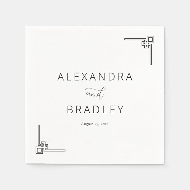 Elegant Black Geometric Minimalist Napkins (Front)