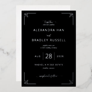 Elegant Black Geometric Wedding Invitation Foil Invitation