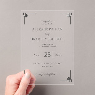 Elegant Black Geometric Wedding Invitations