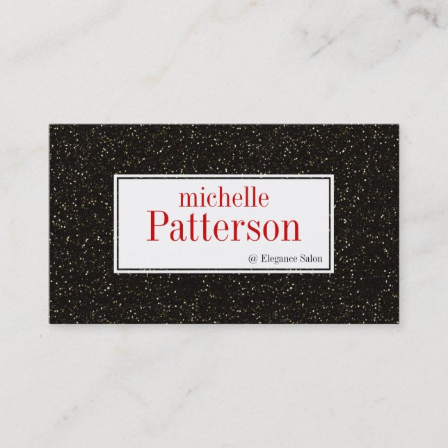 Elegant Black Glitter Appointment Business Cards (Front)