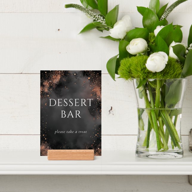 Elegant Black Glitter Dessert Bar Sign Holder (Insitu 4)