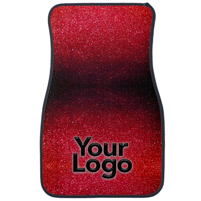 Elegant Black Glitter Modern Monogrammed Classy Car Floor Mat (Front)