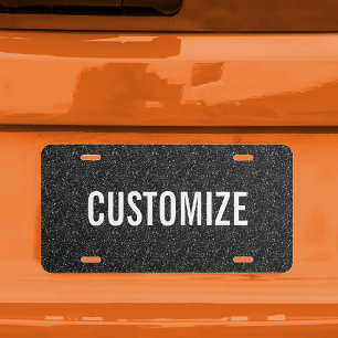 Elegant Black Glitter Pattern License Plate