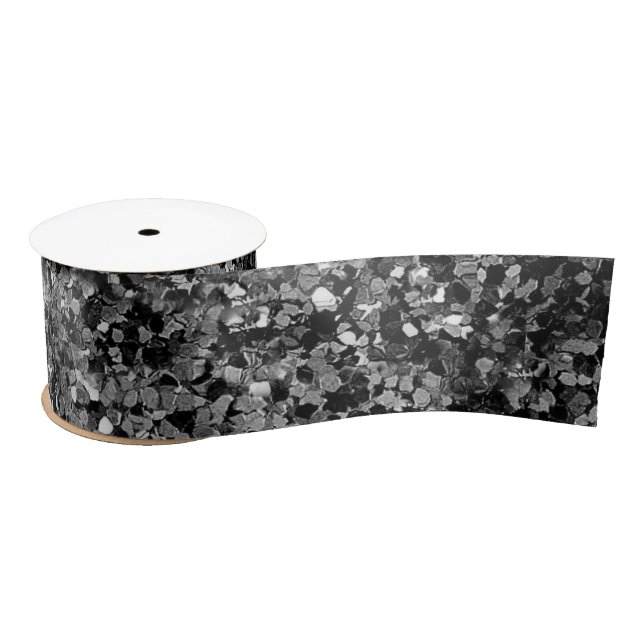Elegant Black Glitter Sparkle Glam Sequin Satin Ribbon (Spool)