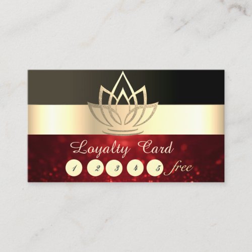 Elegant BlackGlittery Gold Lotus Loyalty Card